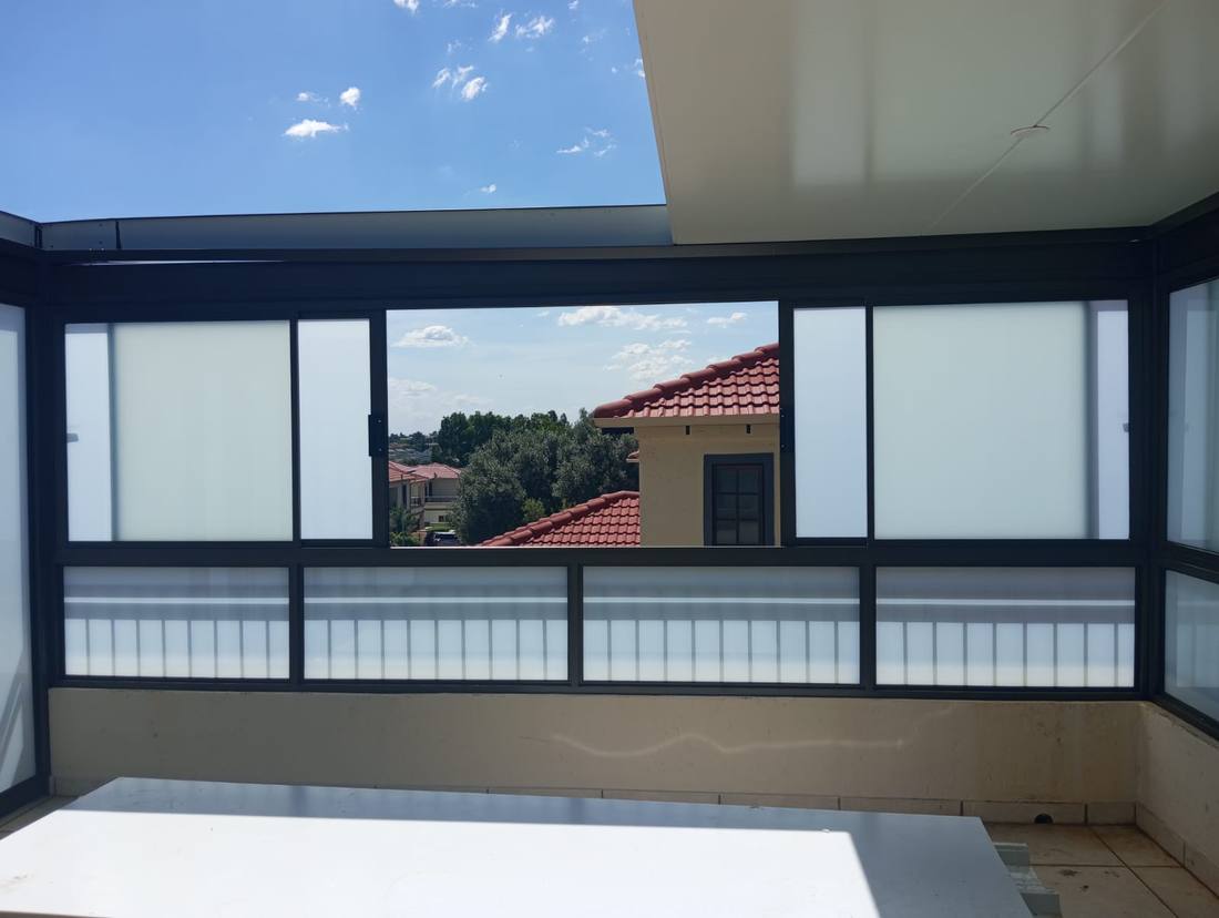 Frosted sliding window on the Midrand enclosure